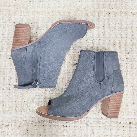 Toms Shoes - Toms Majorka Leather Peep-Toe Bootie Heels